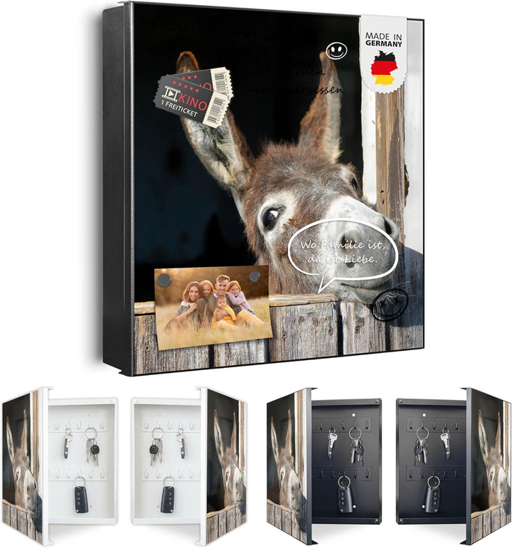 banjado® Grosser Schlüsselkasten Glas/Schlüsselbox 30cm x 30cm mit 50 Haken - Motiv Nicki/Schlüsselk