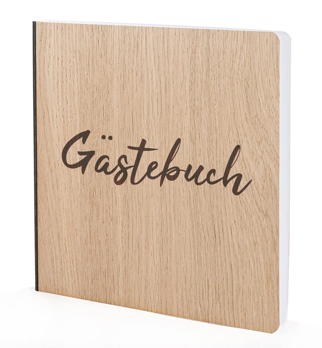 Gästebuch mit edlem Echtholz Eichenholz Cover Buch in der Grösse 20 x 20cm 192 beschreibbare Seiten