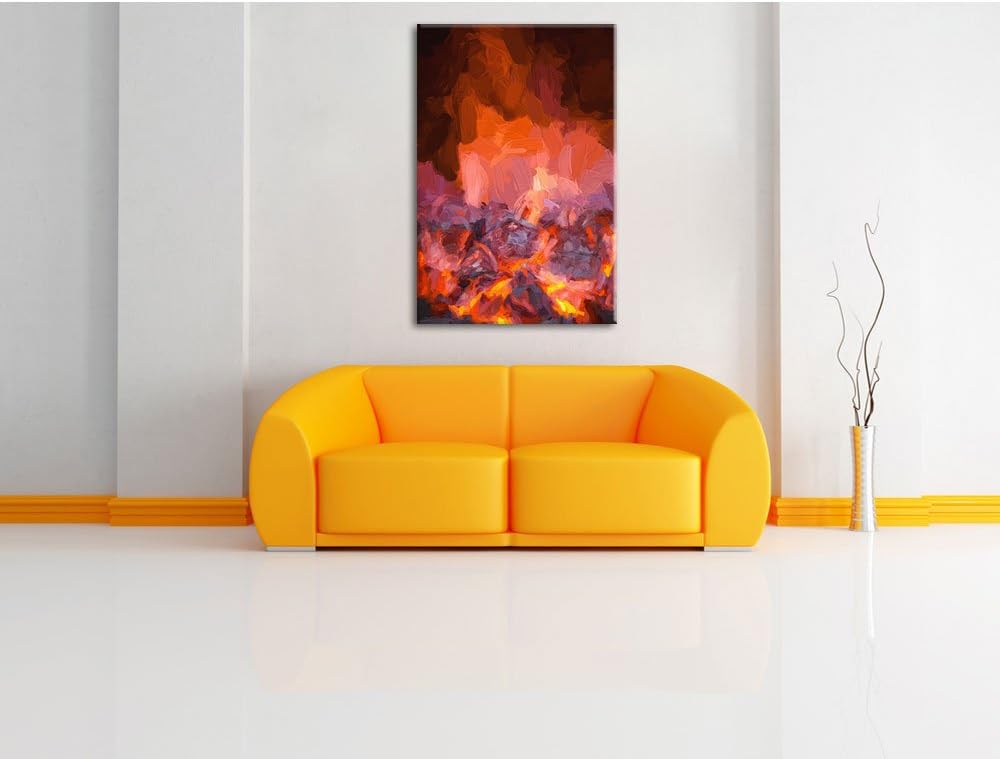 Pixxprint Loderndes Feuer als Leinwandbild/Grösse: 100x70 / Wandbild/Kunstdruck/fertig bespannt, 100