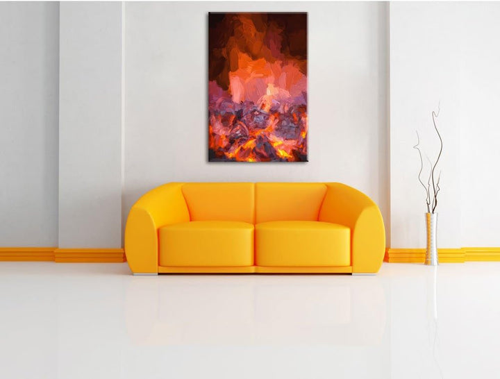 Pixxprint Loderndes Feuer als Leinwandbild/Grösse: 100x70 / Wandbild/Kunstdruck/fertig bespannt, 100