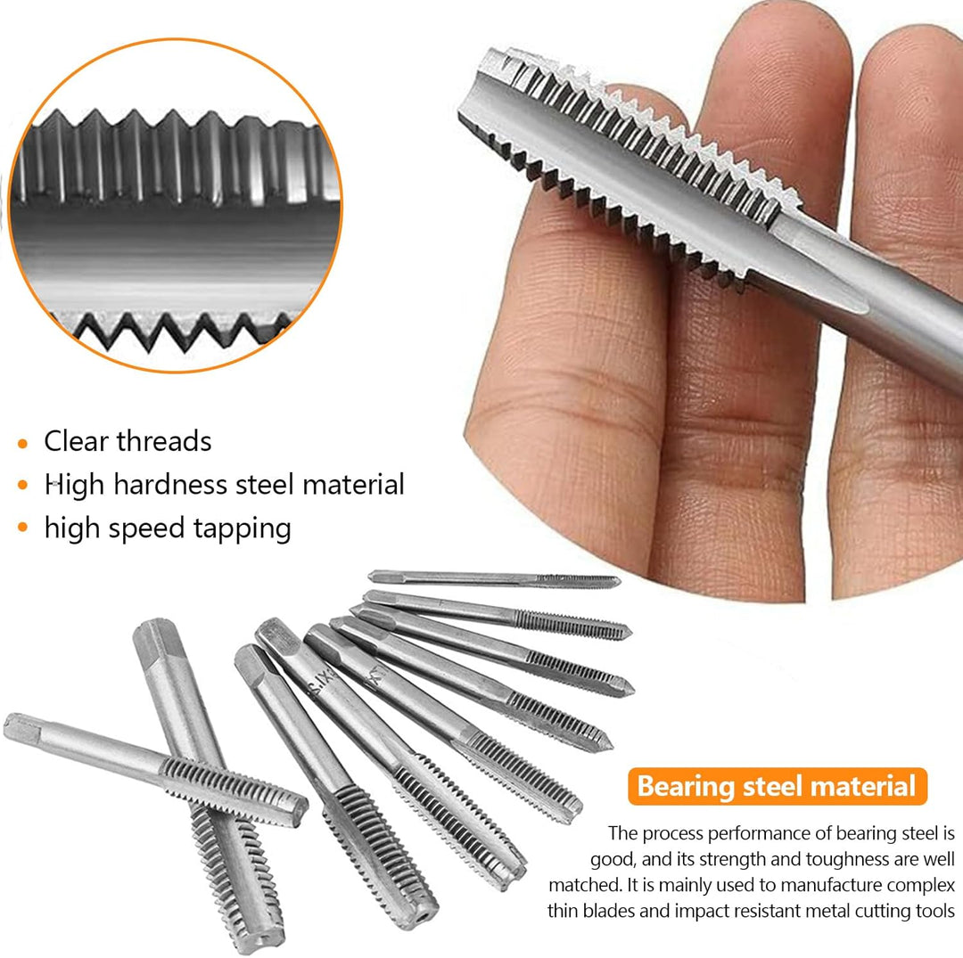 20 Stück Gewindeschneider, Legierter Stahl Gewindeschneidsatz M3-M12 Gewindebohrer Set Tap and Die S