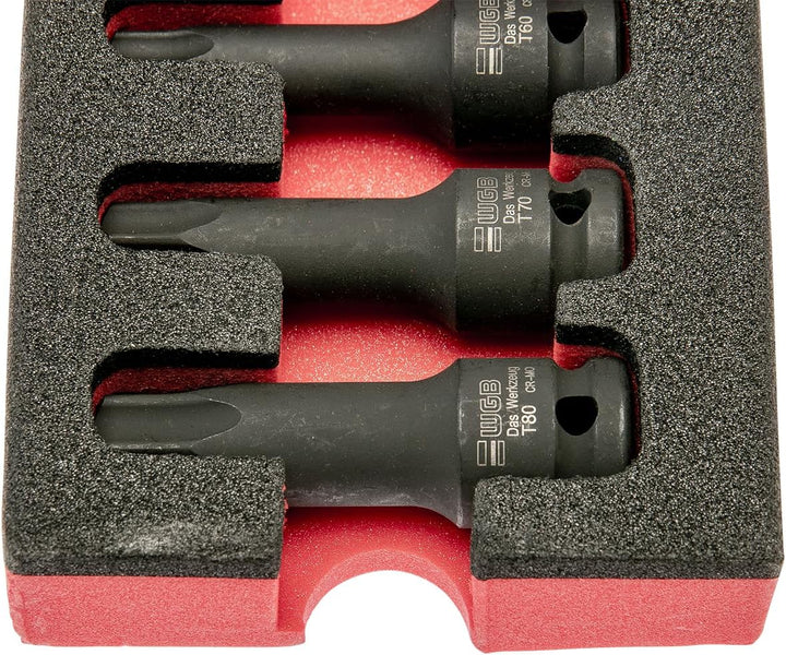 1/2" Torx Nuss Set in Werkzeug Einlage 8 teilig TX30 bis TX80 | Torx Bit und Stecknuss Set mit Loch
