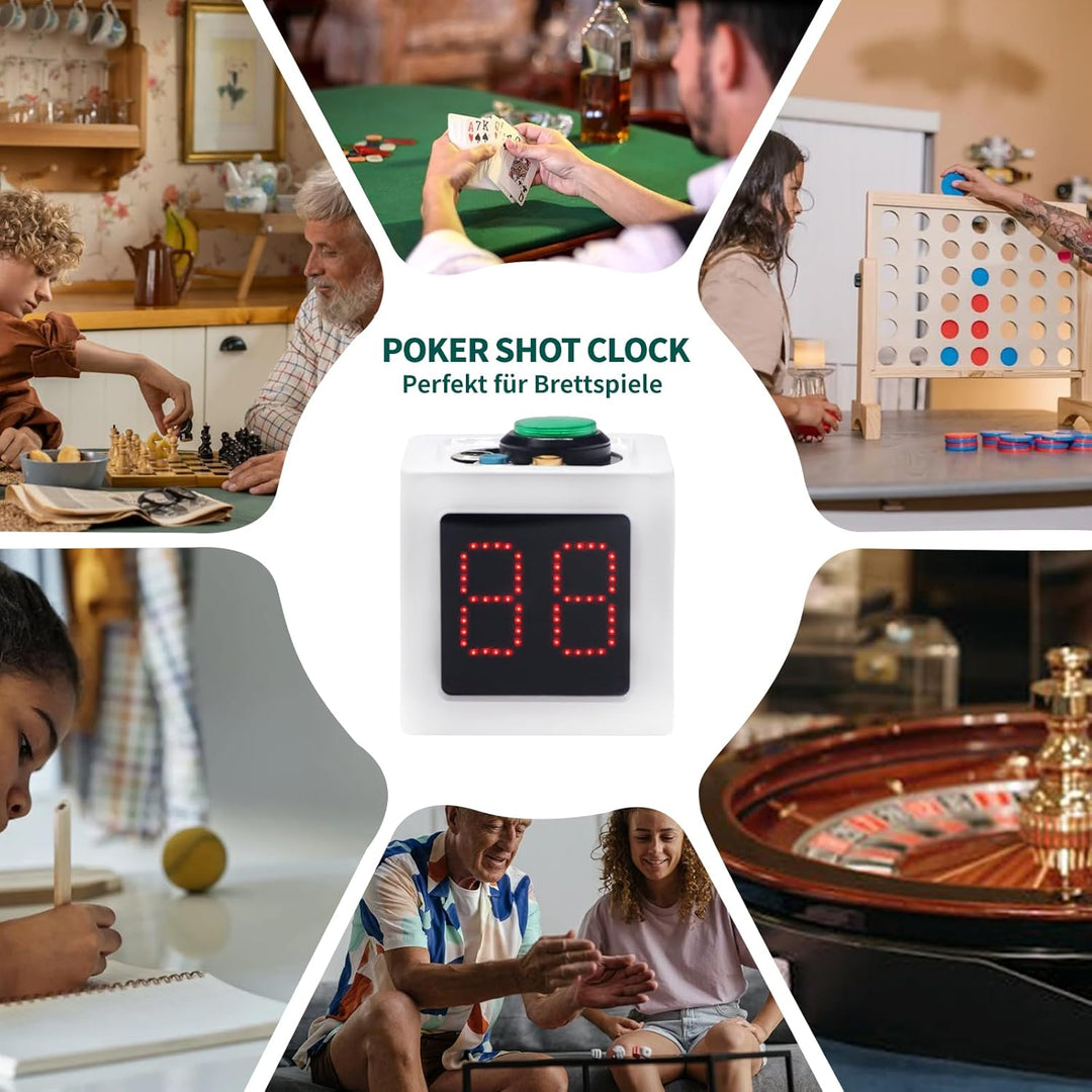 Poker Shot Clock, Sekunden-Countdown-Timer für Poker/Casino/Schachturniere, 20/30 Sekunden und benut