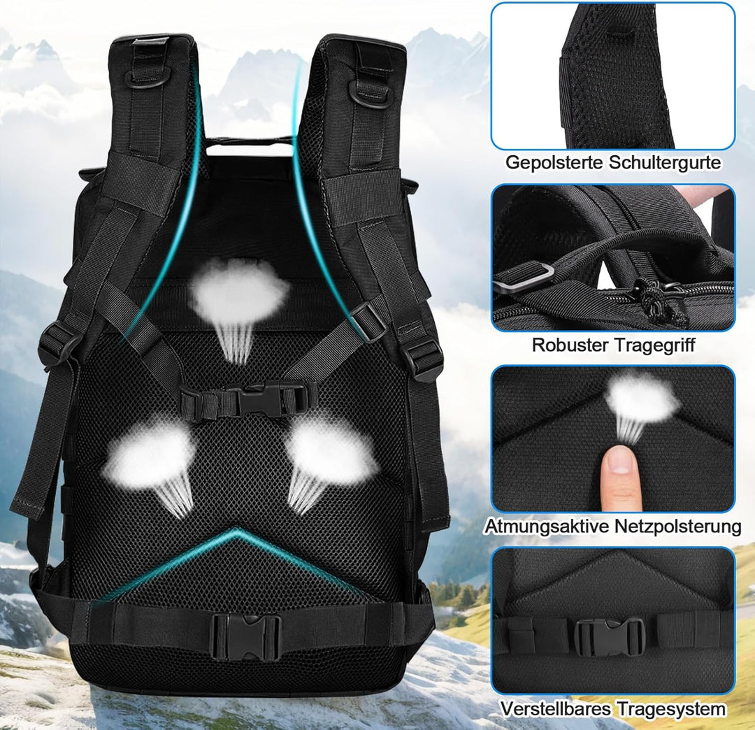 SHANNA Trekkingrucksack, Wanderrucksäcke Militärrucksack 45L Armee Rucksack MOLLE Assault Pack Takti