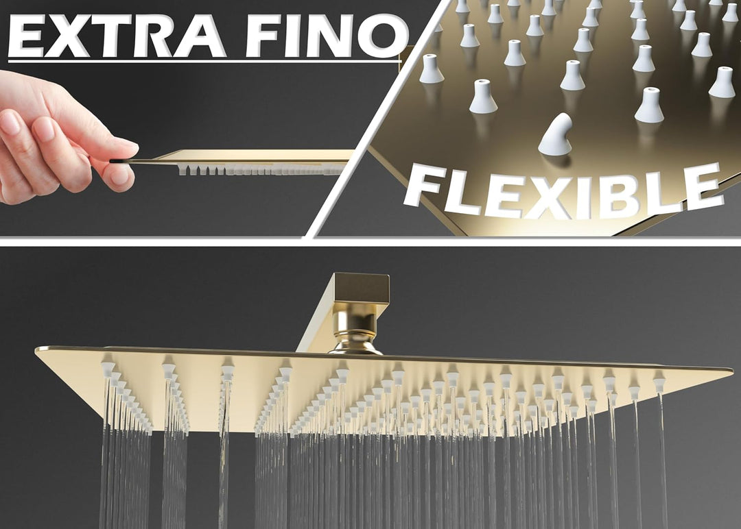 VALAZ Unterputz Duscharmatur Gold Gebürstet PVD-Schutz | Duschsystem mit Regendusche Regeneffekt | 2