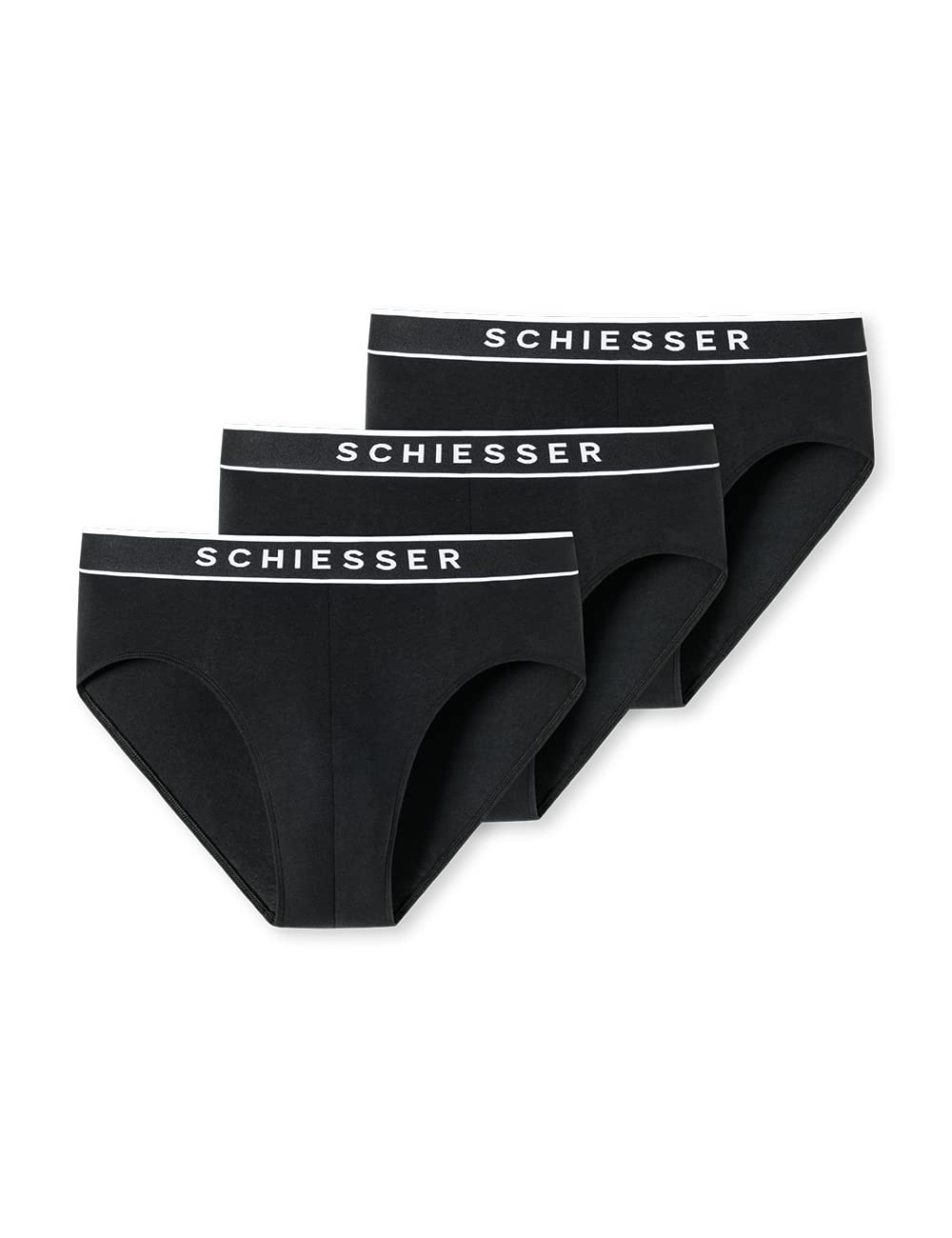 Schiesser Herren 3 PACK Slips Bio Baumwolle - 95/5 Organic XXL Schwarz, XXL Schwarz