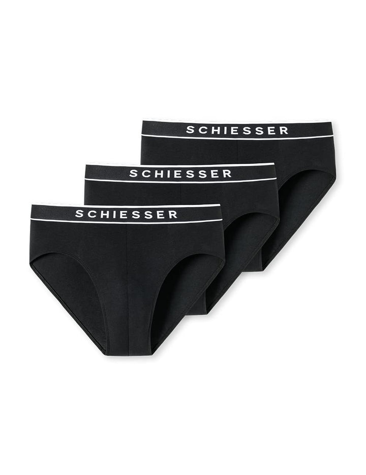 Schiesser Herren 3 PACK Slips Bio Baumwolle - 95/5 Organic XXL Schwarz, XXL Schwarz