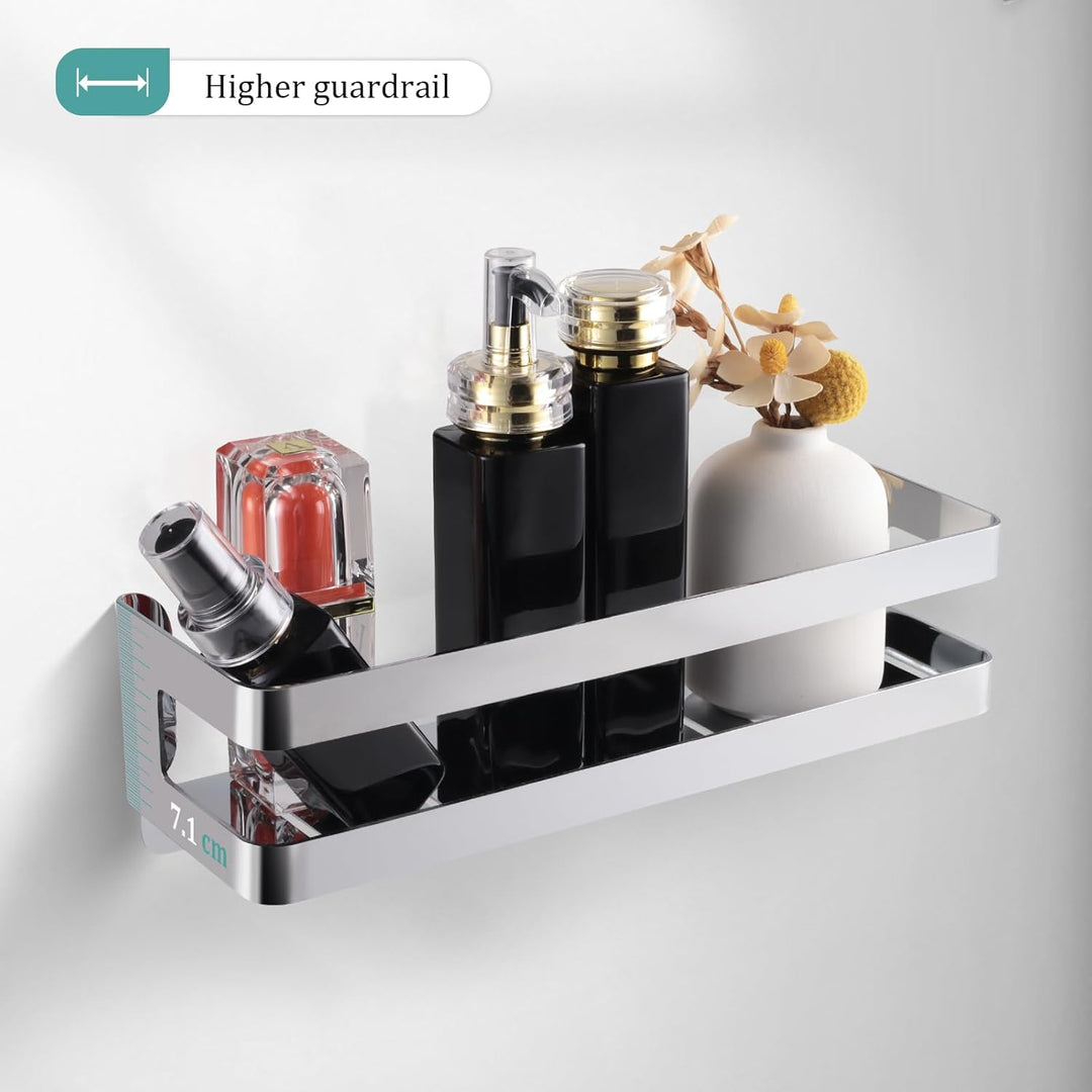 Duschablage Edelstahl Badezimmer Organizer, Duschregal mit Haken für Shampoo und Duschgel (Silber) (