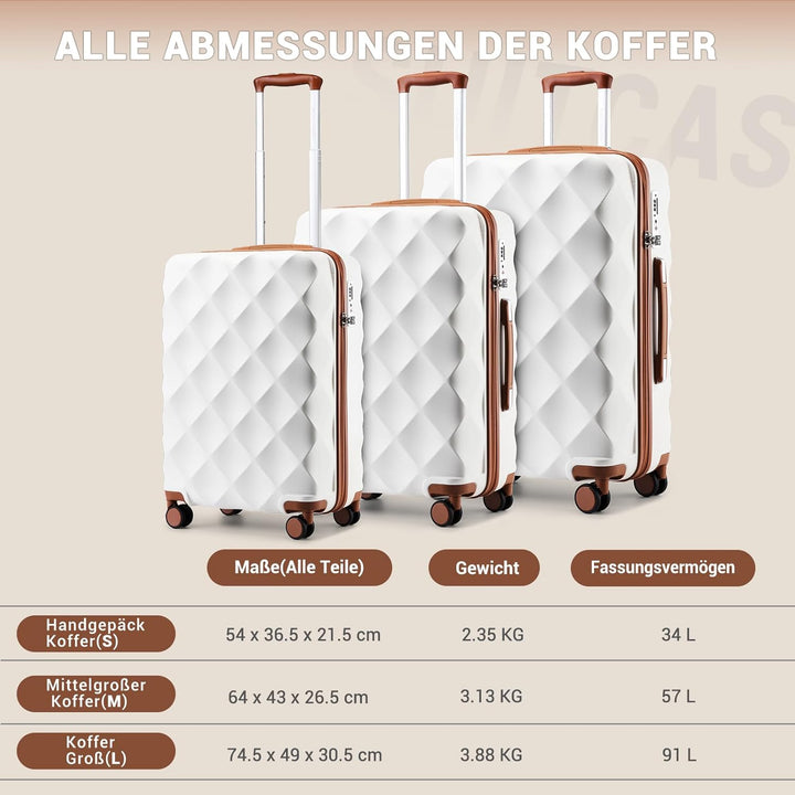 British Traveller Gross Koffer 74.5x49x30.5cm Leichter Reisekoffer aus ABS+PC mit TSA-Schloss, 4 Rol