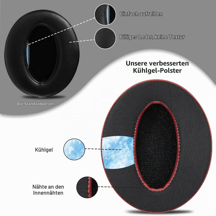 SOULWIT Kühlgel Ersatz Ersatzpolster Ohrpolster für Sennheiser HD 4.50BT/HD 4.50BTNC/HD4.50SE/HD4.40