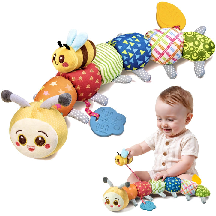 TUMAMA KIDS Baby Spielzeug 0 3 6 Monate Raupe Babyspielzeug, Bauchlage Kissen Greifling Kuscheltier