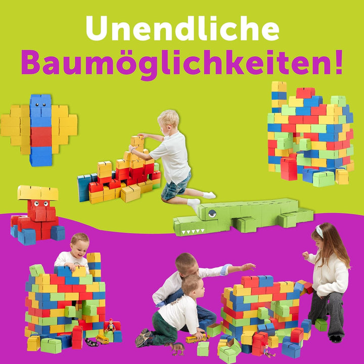 Gigi BLOKS Karton grosse bausteine XL für Kinder - 96 Ineinandergreifende und Stapelbare Bauklötze f