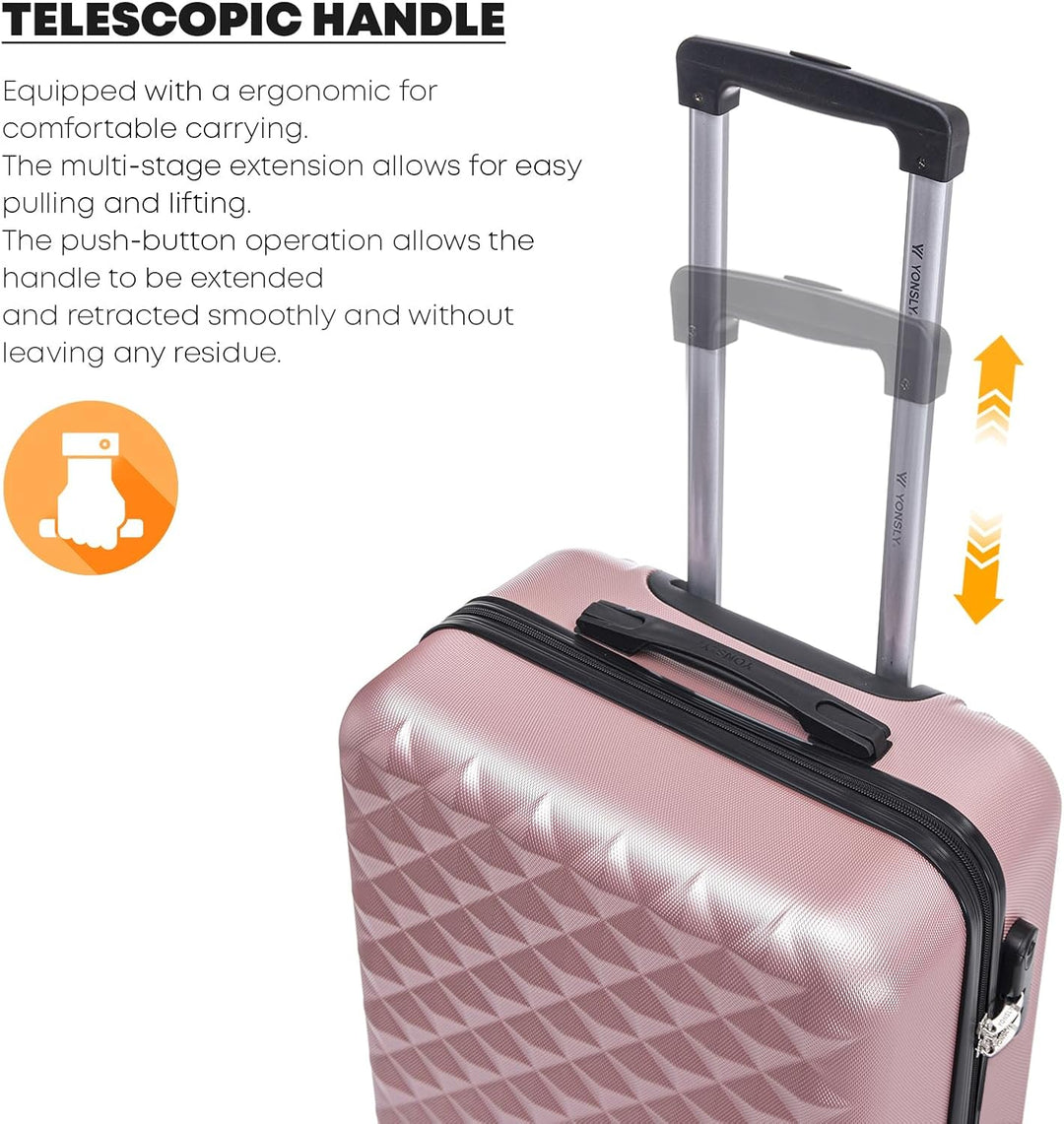 Koffer Suitcase S Roségold, Trolley Reisekoffer, Kabinenkoffer Rollkoffer Handgepäck mit 4 Rollen 36