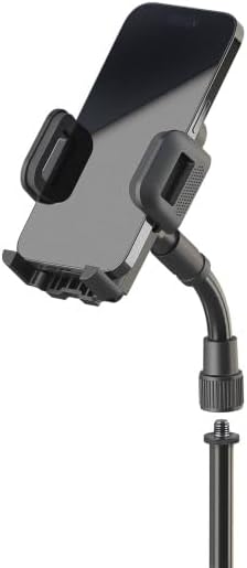 K&M 19762 Smartphone-Halter Schwarz, Kunststoff - 360° Drehung, flexible Klemmbacken für 4,5-9 cm -