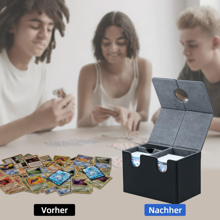 Card Deck Box for MTG, Kartenbox mit Würfel Tray, Gathering Aufbewahrungsbox für 200+Karten, PU Lede