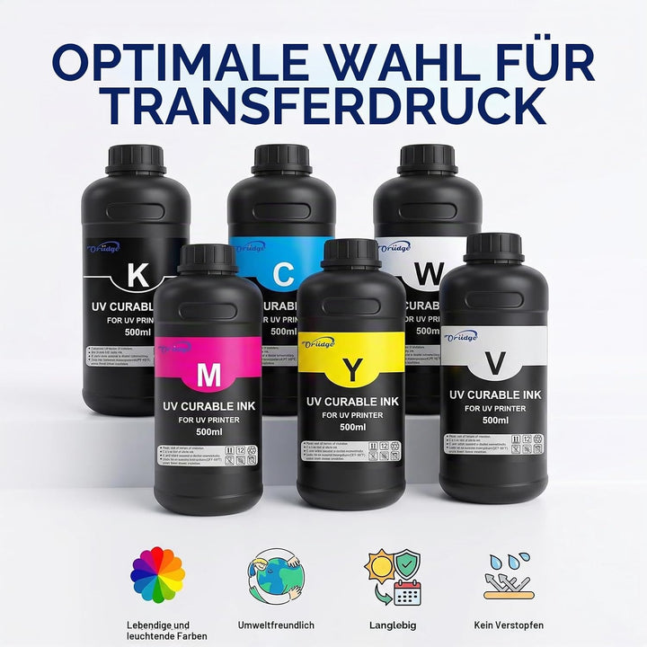 UV Hard Tinte, UV Hard Ink für Harte Untergründe 500-ml Kompatibel mit XP600 TX800 i3200 i1600 L805