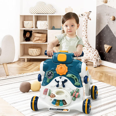 LIFEZEAL 3 in 1 Lauflernwagen, Baby Lauflernhilfe mit Spielbrett, Baby Walker mit Musik- & Spielfunk