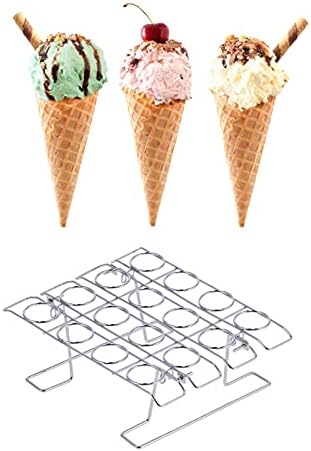 16-Fach Edelstahl Cupcake und Eiskegelständer, Faltbarer Gebäckhalter für Küche und Backen, Silber