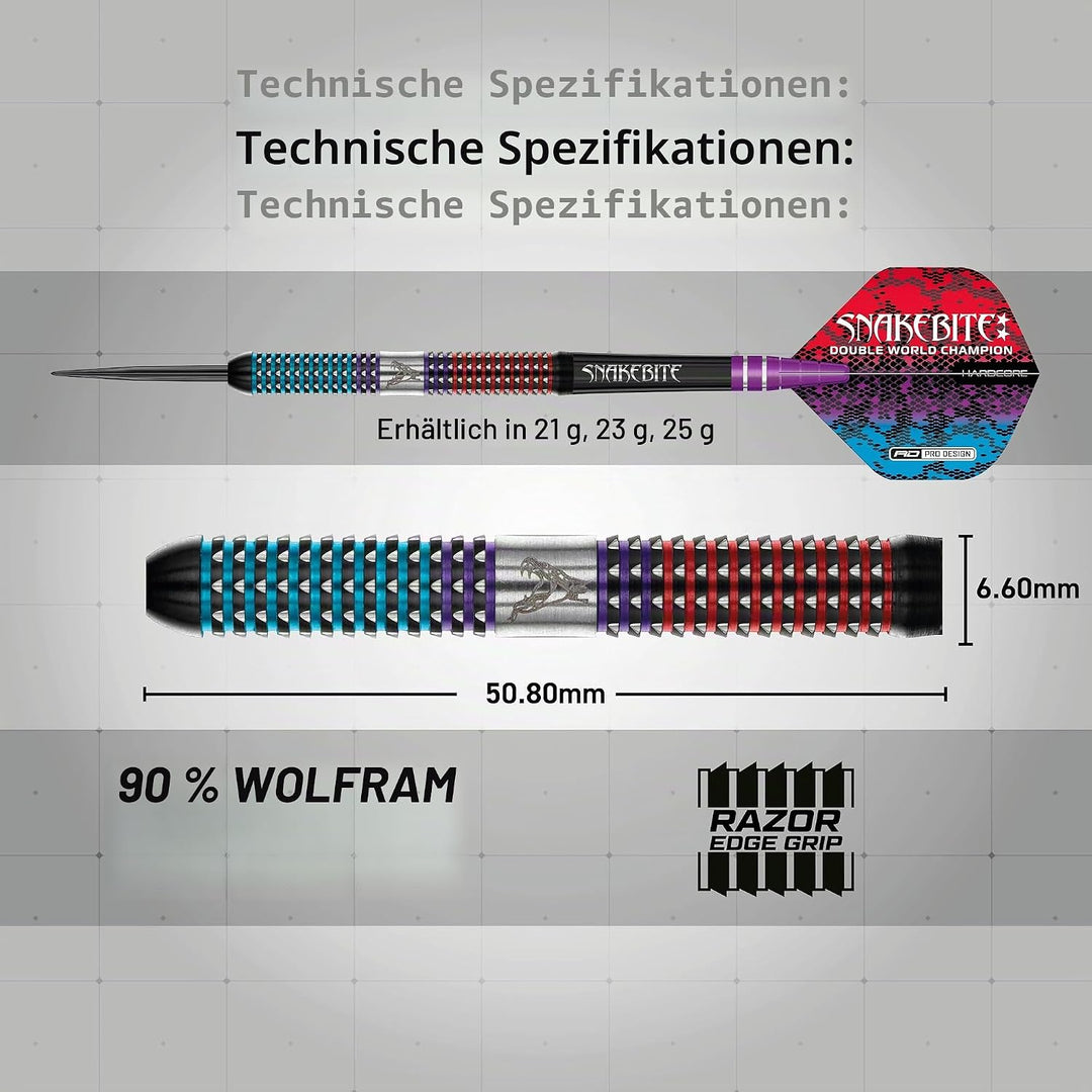 RED DRAGON Peter Snakebite Wright Spirit Edition Premium Tungsten Darts Set mit Flights und Stems 25