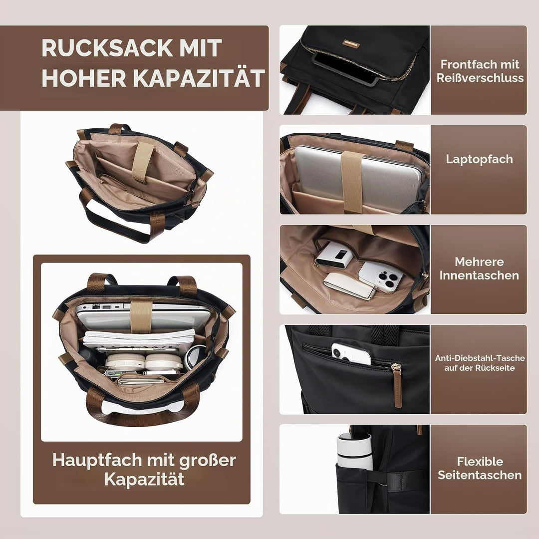 GOLF SUPAGS Convertible Laptop-Rucksack für Frauen Casual Daypack Notebook Tote Bag für Arbeit Hochs