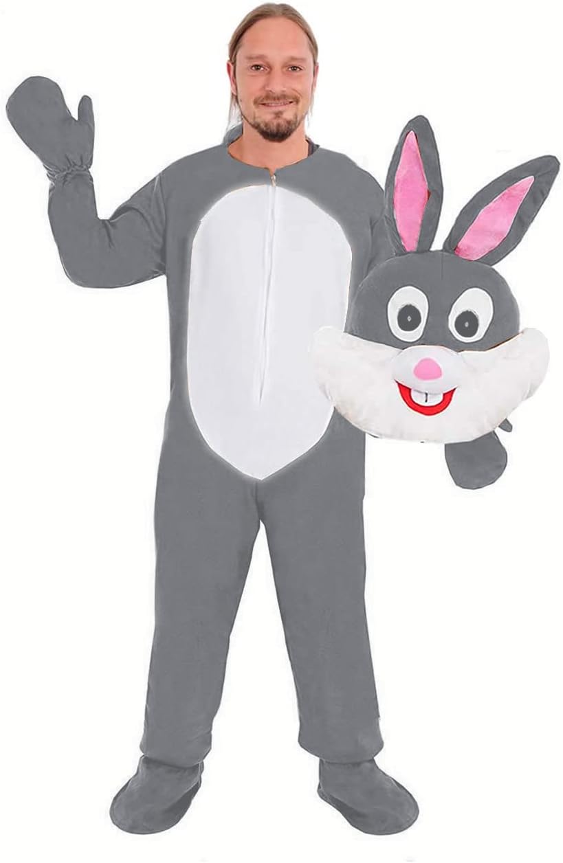 Neu Hase grau Einheitsgrösse M- L- XL-XXL Kostüm Fasching Karneval Osterhase, M