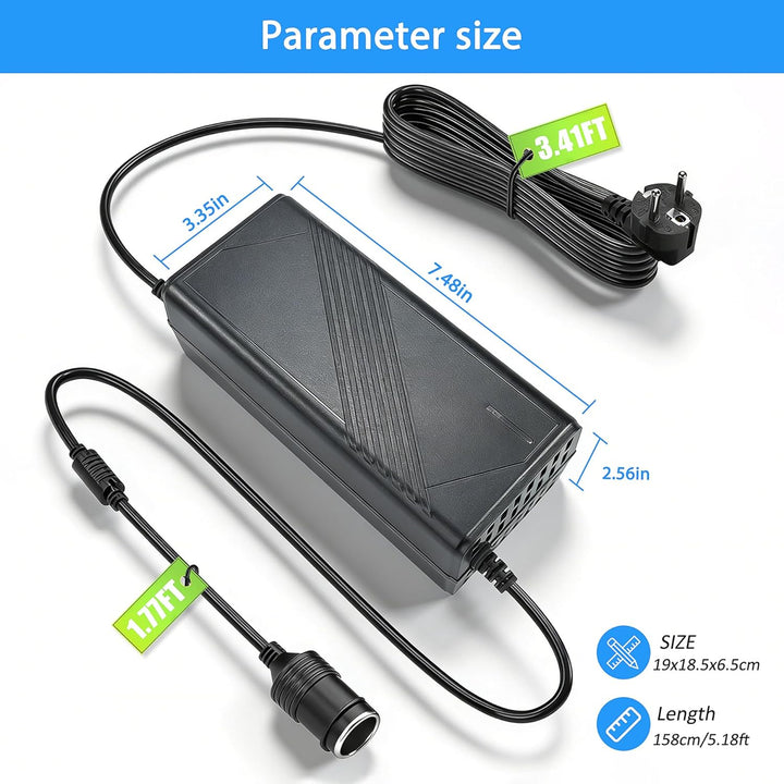 12V 20A KFZ Netzadapter, Spannungswandler 230V AC auf DC, 240W Zigarettenanzünder Steckdose für Reif