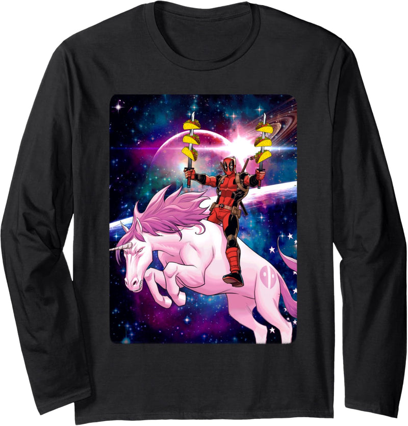 Marvel Deadpool Space Unicorn Tacos Langarmshirt