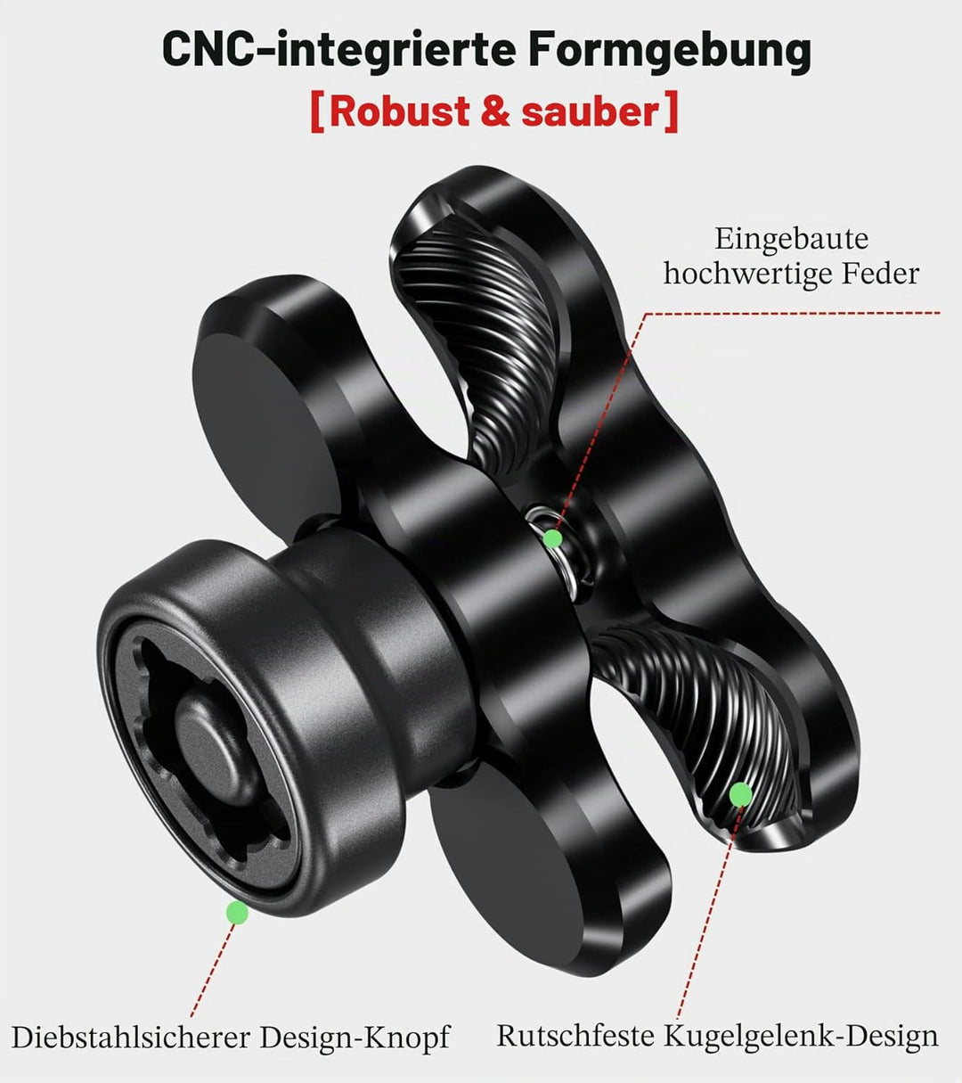 BRCOVAN Diebstahlschutz Aluminiumlegierung Doppelsockelarm (Kurzer Arm) Kompatibel mit RAM Mounts B