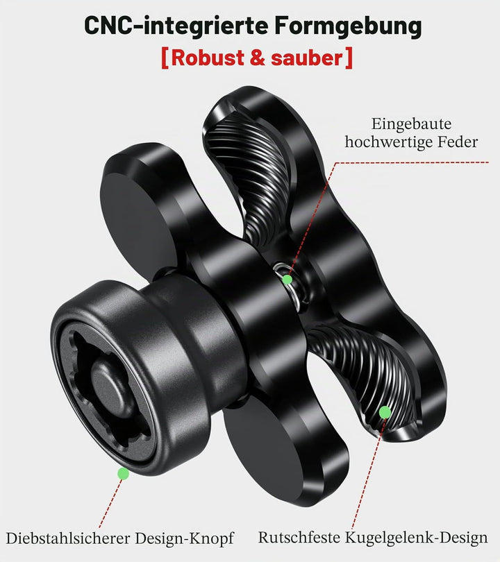 BRCOVAN Diebstahlschutz Aluminiumlegierung Doppelsockelarm (Kurzer Arm) Kompatibel mit RAM Mounts B