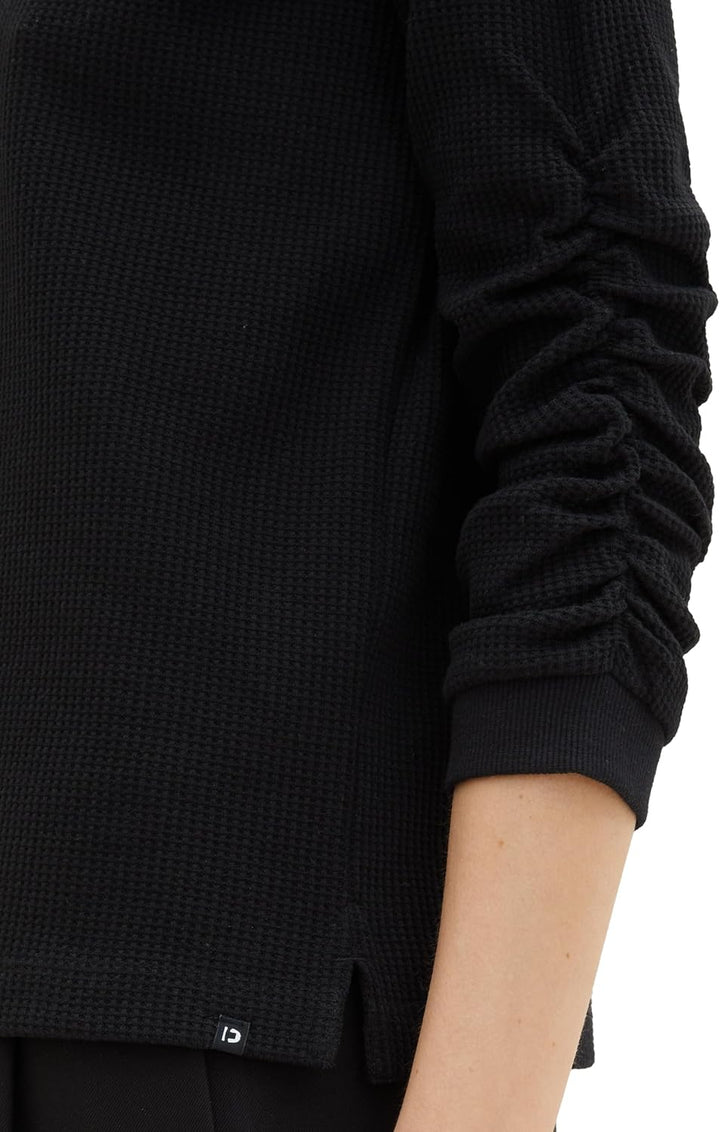 Tom Tailor Denim Damen 1034290 Sweatshirt mit Raffarm (1er Pack) S 14482 - Deep Black, S 14482 - Dee
