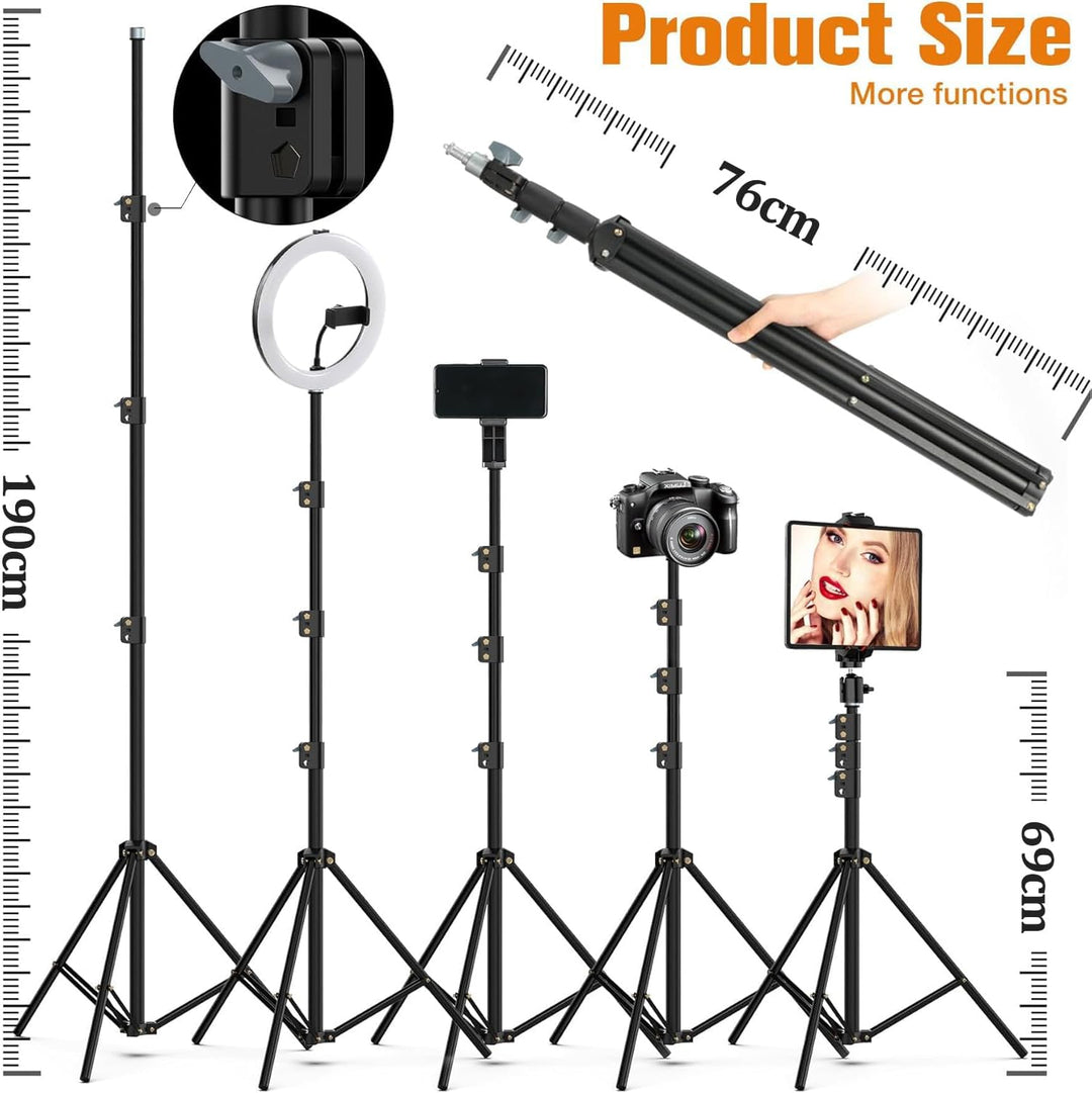 22-Zoll LED Ringlicht mit Stativ für iPhone/iPad, LCD-Display, 2600K-6500K Dimmbare, mit Bluetooth F