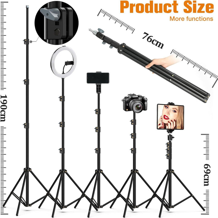 22-Zoll LED Ringlicht mit Stativ für iPhone/iPad, LCD-Display, 2600K-6500K Dimmbare, mit Bluetooth F