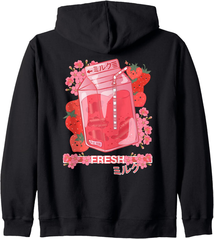 Japanese Otaku Style - Cute Anime Kawaii Strawberry Milk Kapuzenjacke