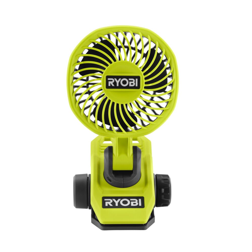 RYOBI 4 V USB-LITHIUM Akku-Clip-Ventilator RCF4-0, 325° drehbarer und 180° schwenkbarer Kopf, ohne A