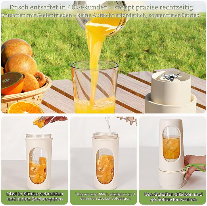 Smoothie Maker to Go, 450ml Tragbarer Mixer, Portable Blender mit 12-Klingen Edelstahl, Mini Mixer f