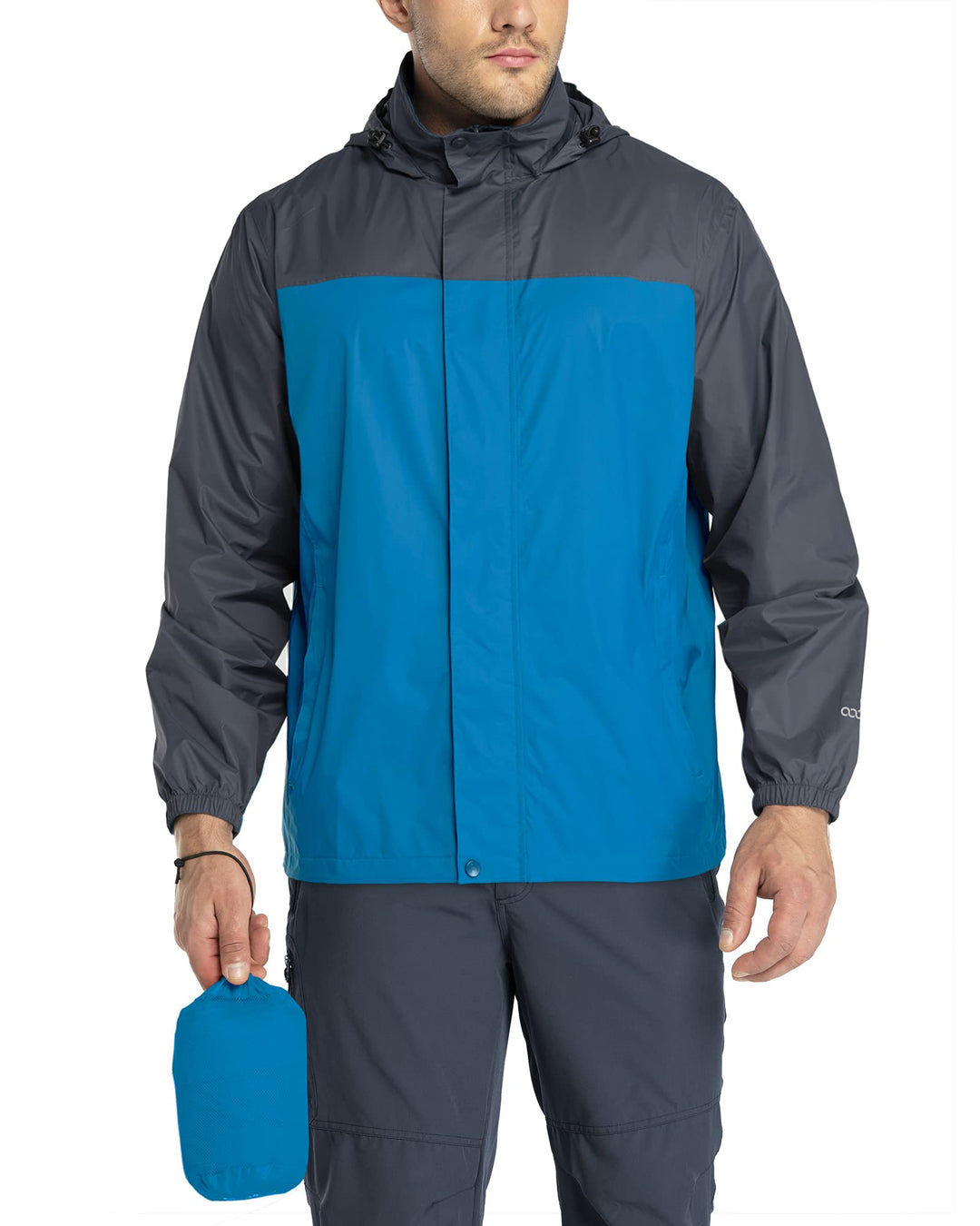 33,000ft Regenjacke Herren Leicht Wasserdicht Faltbare Regenmantel mit Kapuze Fahrrad Rain Windbreak