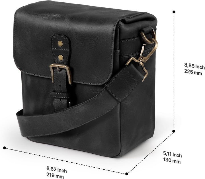 MegaGear MG1328 Torres Mini Kameratasche - Kuriertasche aus echtem Leder für Spiegellose, Sofortbild