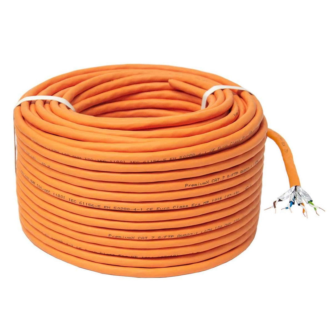 PremiumX 100m CAT 7 Netzwerkkabel Simplex LAN-Kabel Ethernet Datenkabel S/FTP PiMF PoE Eca Cat7 Verl