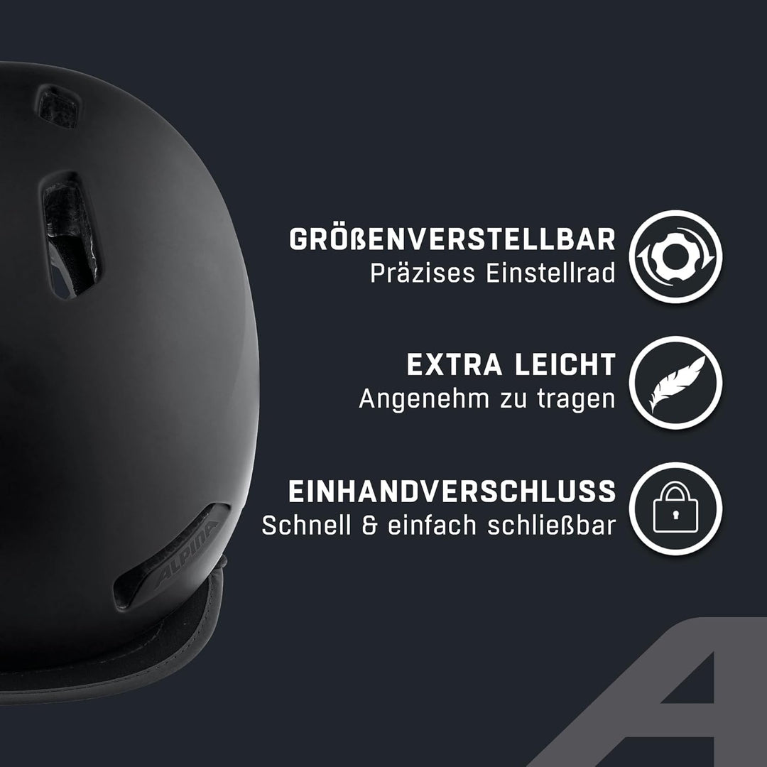 ALPINA BROOKLYN - Beleuchteter, Robuster und Komfortabler Urban Fahrradhelm Mit LED-Licht Für Erwach