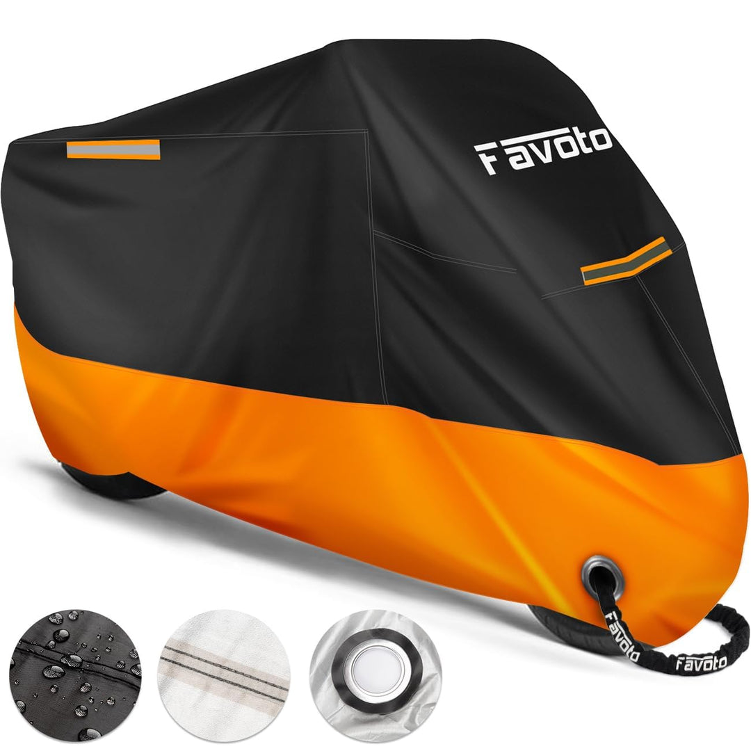 Favoto Verbesserte Version Wasserdicht Motorradabdeckung Motorrad Abdeckplane Outdoor Motorradgarage