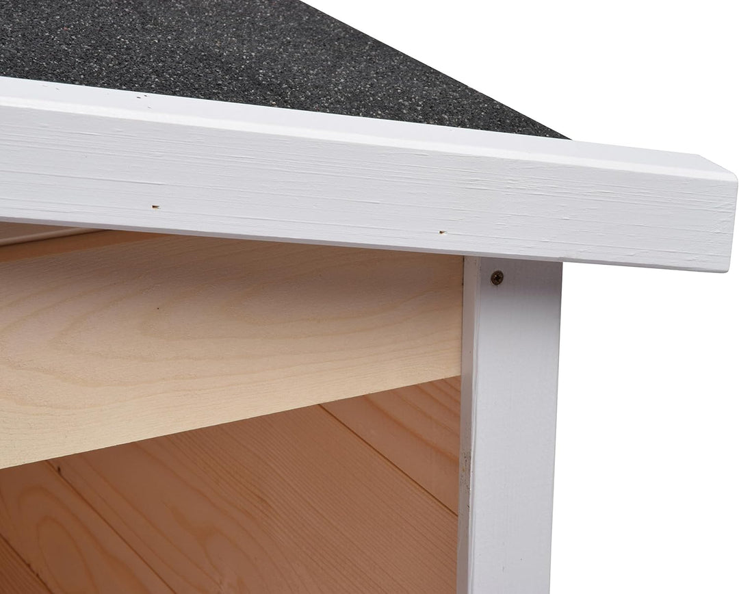 dobar 56198e Mähroboter-Garage aus Holz, Rasenroboter-Carport, 87x80x70 cm, Natur-weiss-anthrazit, B