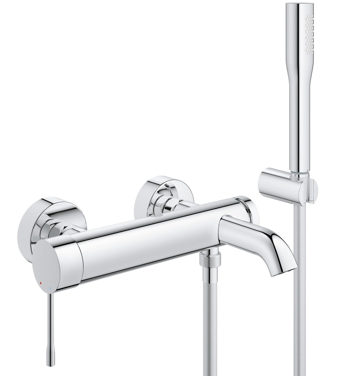 GROHE Essence | Badarmaturen - Einhand-Wannenbatterie | für Wandmontage mit Brausgarnitur | chrom |