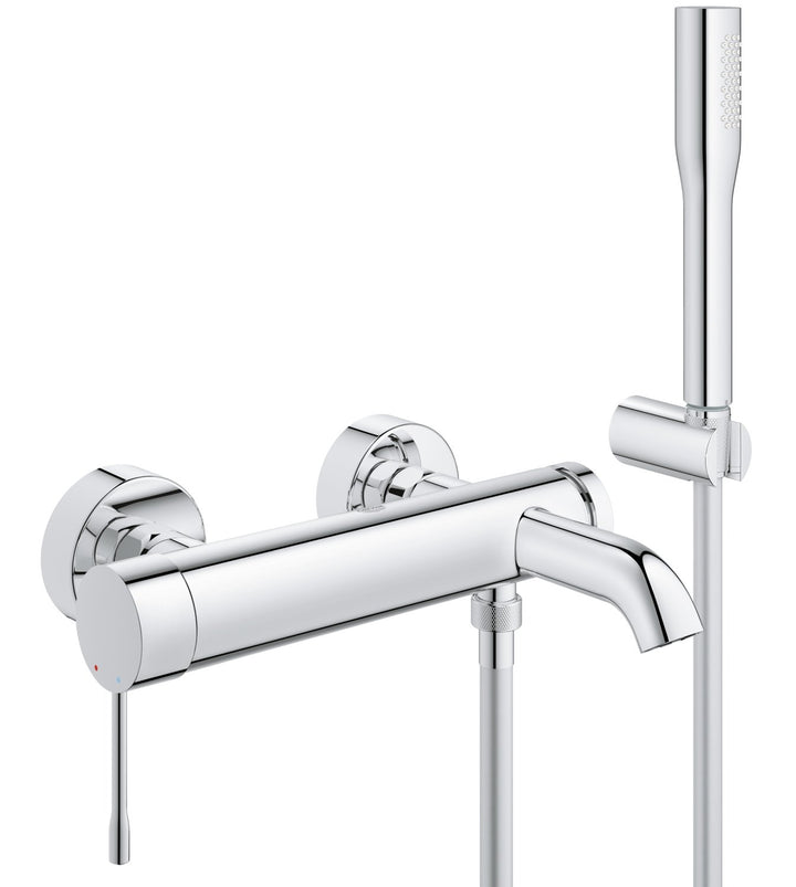 GROHE Essence | Badarmaturen - Einhand-Wannenbatterie | für Wandmontage mit Brausgarnitur | chrom |