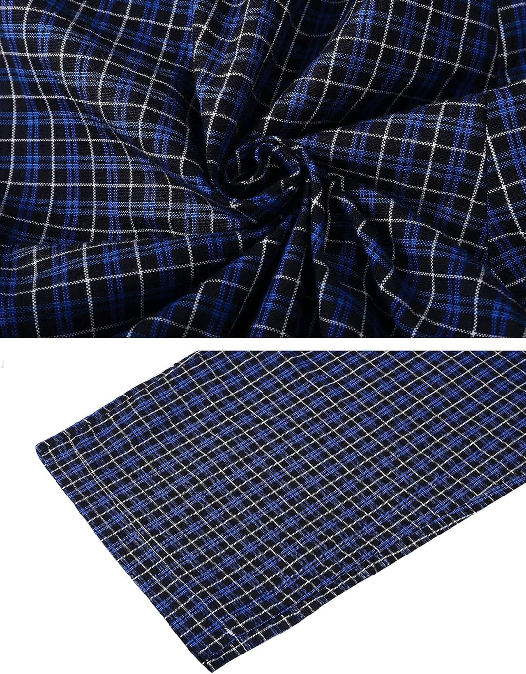 Aseniza Herren Schlafanzughose Lang Baumwolle Karierte Schlafhose Pyjamaunterteil Pyjamahose Freizei
