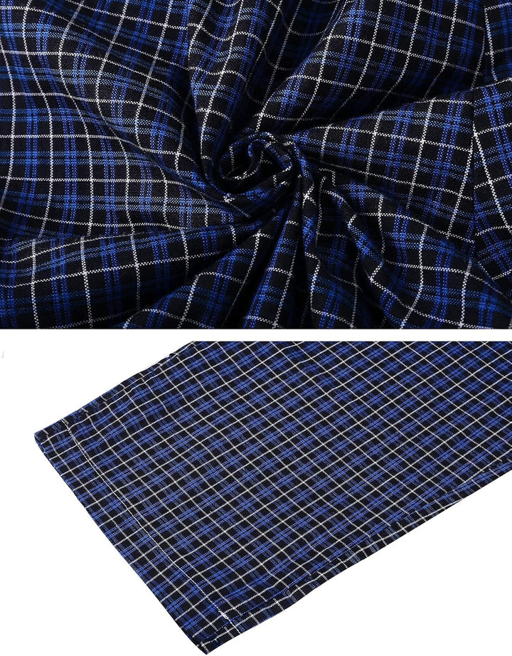Aseniza Herren Schlafanzughose Lang Baumwolle Karierte Schlafhose Pyjamaunterteil Pyjamahose Freizei