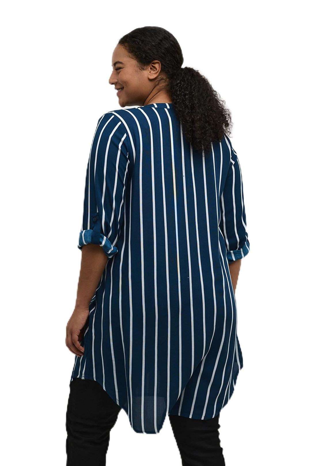 KAFFE CURVE Damen Plus-Size Women's Shirt Dress Tunic Long Sleeves Knee-Length Kleid 44 Legion Blue/