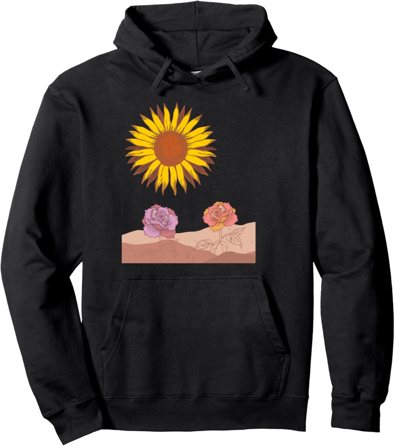 Abstrakte Sonnenblumen-Wüstenlandschaftsblume Pullover Hoodie