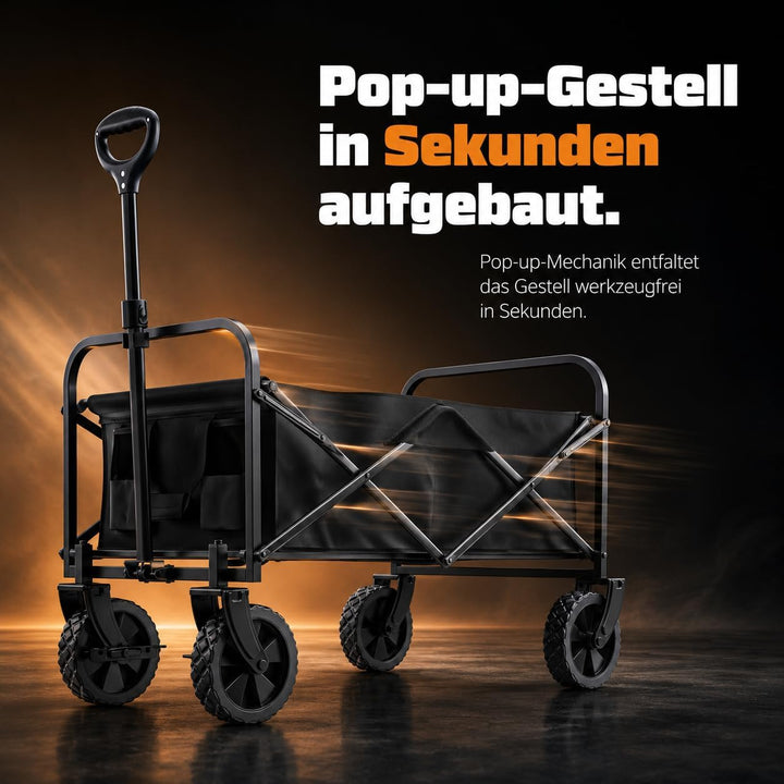 ONBEST Bollerwagen faltbar - Plus Regenschutz - Faltbollerwagen - Bollerwagen Für viele Anwendungen