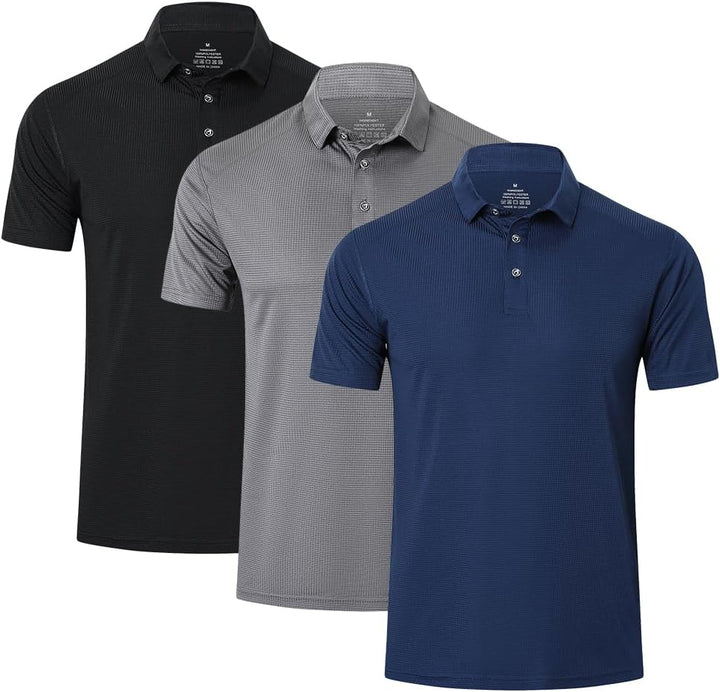 HUAKANG 3er Pack Poloshirt Herren Kurzarm Schnelltrocknend Atmungsaktives Tennis Poloshirt Herren So