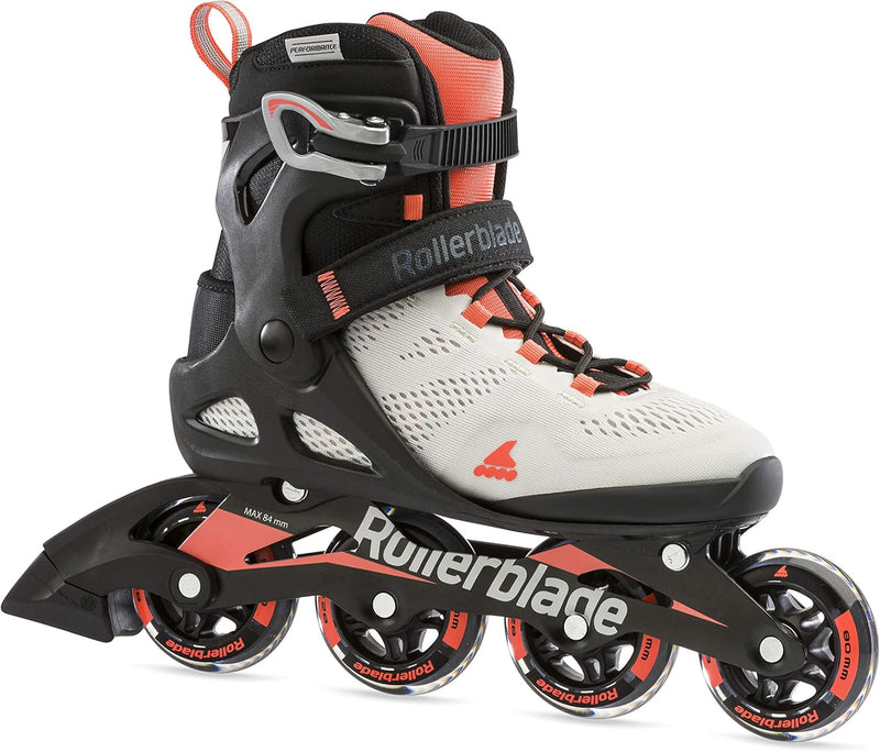 Rollerblade Macroblade 80 Damen Erwachsene Fitness Inline Skate, Grau und Koralle, Performance Inlin